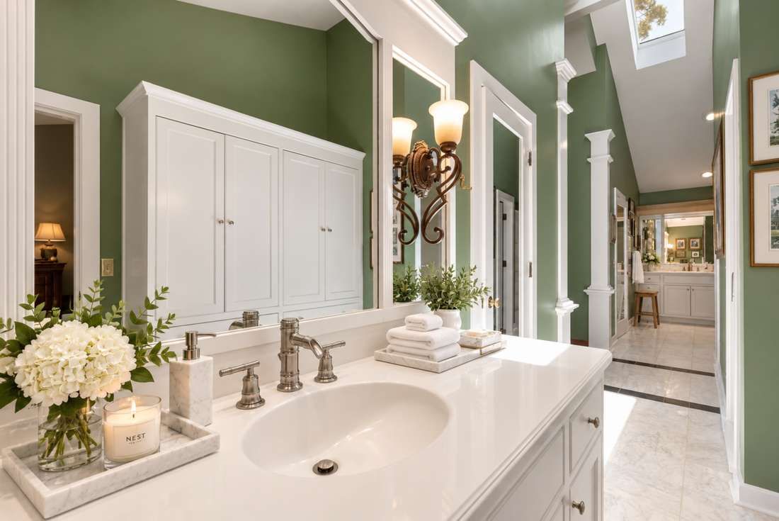 Primary bath, vanity run